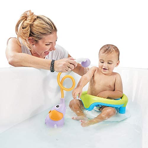 Yookidoo Baby Bath Shower Head - Elephant Water Pump with Trunk Spout Rinser - Control Water Flow from 2 Elephant Trunk Knobs for Maximum Fun in Tub or Sink for Newborn Babies (Blue) - Image 4